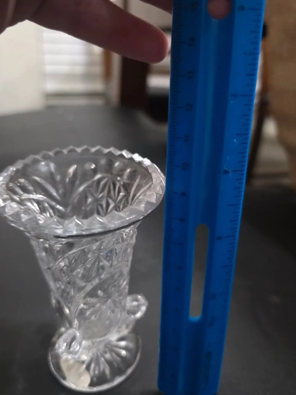 Vintage 24% Lead Crystal Bud Vase Made in Taiwan Cut Glass Pedestal Vase